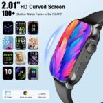 Smart Watch for Men Women, 2.01" AMOLED Curved Display Smart Watch, Bluetooth Call, 100+ Sport Modes, Fitness Tracker with 24/7 Heart Rate/Sleep Monitor, IP68 Waterproof Smartwatch for Android iOS - Image 2