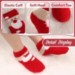 October Elf Christmas Fuzzy Socks for Kids Plush Cartoon Non Slip Slipper Winter Warm Fleece Socks with Gift Box Pack of 6 - Image 3