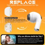 4 Pairs Replacement Ear Tips for AirPods Pro 2nd/1st Generation with Portable Storage Box & Cleaner Pen,Noise Reduction Holewith & Built-in dust Guard Screen,Silicone Ear Tips for AirPods Pro (White) - Image 6