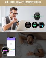 Smart Watch for Men Answer/Make Call for Android iPhone, 1.43" AMOLED HD Screen Mens Luxury Watch, 400mAh Heavy Duty Smartwatch Heart Rate Blood Oxygen Blood Pressure Sleep Monitor Pedometer, 2 Straps - Image 6