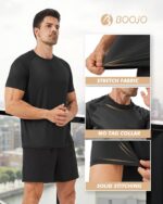 Workout Mens Shirts - Casual Black Quick Dry Moisture Wicking T-Shirts Crew Neck Short Sleeve for Gym Athletic Running - Image 4