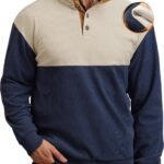 Mens Corduroy Fleece-Lined Sweatshirts Winter Heavyweight Casual Fashion Button Pullover (S-3XL)