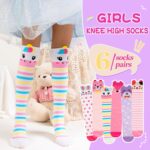 Girls Knee High Socks Kids Crazy Fun Gift Silly Tall Boot Cute Animal Cotton Long Socks 6 Pairs - Image 2