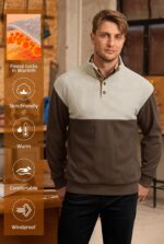 Mens Corduroy Fleece-Lined Sweatshirts Winter Heavyweight Casual Fashion Button Pullover (S-3XL) - Image 3
