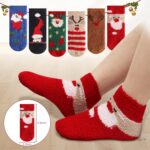 October Elf Christmas Fuzzy Socks for Kids Plush Cartoon Non Slip Slipper Winter Warm Fleece Socks with Gift Box Pack of 6 - Image 4
