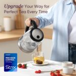 Cosori Electric Kettle, No Plastic Filter & Spout, 1.8Qt Tea Kettle & Hot Water Boiler For Coffee & Tea, Water Heater & Teapot, Automatic Shut Off, Borosilicate glass, Black, 1500W - Image 3