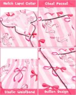 Nidoul Girls Pajamas Satin Pajama Set Silk Pjs Short Sleeve Button Down Summer Bow Sleepwear for Big Kids 7-14Y - Image 7