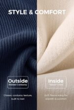 Mens Corduroy Fleece-Lined Sweatshirts Winter Heavyweight Casual Fashion Button Pullover (S-3XL) - Image 2