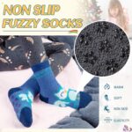 Eyean Kids Fuzzy Socks Non Slip Soft Fluffy Slipper Grips Socks Warm Plush Cozy Cabin Boy Girls Crew Socks 6 Pairs - Image 3