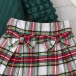 Noubeau Toddler Girls Plaid Outfits Girls Puff Sleeve Knit Ribbed Shirt Tops Plaid Skirt Set Kids Fall Winter Clothes - Image 7