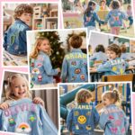 Personalized Kids Denim Jean Jacket with Name Patches, Custom Long Sleeve Jacket for Boys & Girls, Back to School, Personalized 1-10T Year Birthday Christmas Gifts for Baby Girl Toddler Clothes - Image 3