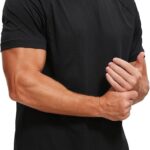 CRZ YOGA Texture Workout Shirts for Men - Lightweight Crewneck Running Athletic T-Shirts Short Sleeve Gym Tops