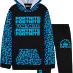 Fortnite Tracksuit Set for Boys, Teens, 2-Pc Hoodie & Joggers, Pullover Sweatshirt with Kangaroo Pocket, Gamer Gifts for Boys