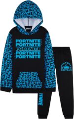 Fortnite Tracksuit Set for Boys, Teens, 2-Pc Hoodie & Joggers, Pullover Sweatshirt with Kangaroo Pocket, Gamer Gifts for Boys