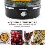 Elite Gourmet EFD319 Food Dehydrator, 5 BPA-Free 11.4" Trays Adjustable Temperature Controls, Jerky, Herbs, Fruit, Veggies, Dried Snacks, Black - Image 4