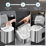 MAXEVE Ice Maker Countertop, 34LBs/24H Ice Machine, 2 Bullet Size, Fast Making 9Cubs in 5 Mins, Portable Ice Maker Machine with Self Cleaning, Ice Basket, Ice Scoop for Home/Office/Bar (Silver) - Image 6