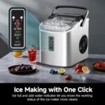 EUHOMY Ice Maker Countertop, 9 Cubes Ready in 6 Mins, 26lbs/24H, Self-Cleaning, Portable Ice Maker Machine with Carry Handle, Basket and Scoop, 2 Sizes of Bullet Ice for Home, Kitchen, Office - Image 4