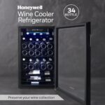 Honeywell 34 Bottle Compressor Wine Cooler Refrigerator, Large Freestanding Wine Cellar For Red, White, Champagne or Sparkling Wine, Digital Temperature Control, Stainless Steel - Image 2