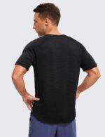 CRZ YOGA Texture Workout Shirts for Men - Lightweight Crewneck Running Athletic T-Shirts Short Sleeve Gym Tops - Image 2