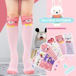 MOGGEI 6 Pairs Kids Girls Knee High Socks Gift Long Crazy Silly Tall Funny Boot Cute Animal Child Fun Socks - Image 3