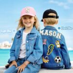 Personalized Kids Denim Jacket with Names, Custom Long Sleeve Denim Jacket for Girls Toddler, Girls Outerwear Jacket, Custom Girls Jean Jackets Clothes, 1-10 Year Old Girl Boy Birthday Christmas Gifts - Image 3