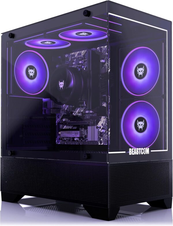 BEASTCOM Q3 Gaming PC Desktop Computer AMD Ryzen 5 3400G, 4K Vega Graphics, 16GB RAM, 1TB M.2 NVMe, 500W 80PLUS PSU, WiFi, Gaming Office Console, Towers Prebuilt PC