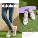 Adokoo Canvas Tennis Shoes for Women Low Top Casual White Black Sneakers for Women Lace Up Fashion Comfortable Walking Shoes - Image 4