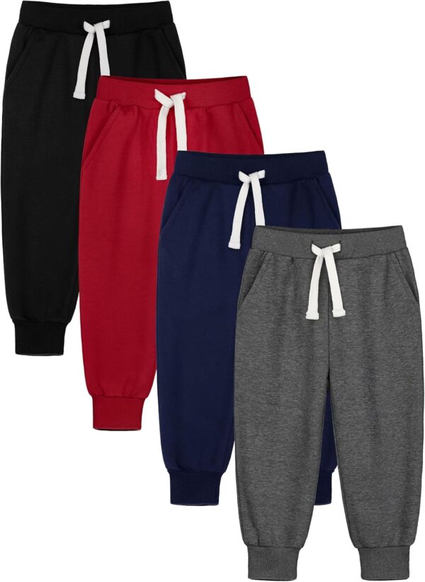 HXP 4 Pack Toddler Boys Sweatpants Pure Cotton Toddler Sweatpants Boys Kids Joggers Pants with Pocket Drawstring