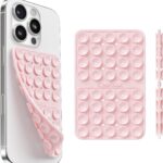 Klearlook Silicone Double-Sided Suction Cup Phone Case Detachable Mount, Sticky Phone Grip with Higher Suction Power for iPhone, Hands-Free Phone Accessories Holder for Selfies and Videos, Light Pink