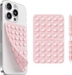 Klearlook Silicone Double-Sided Suction Cup Phone Case Detachable Mount, Sticky Phone Grip with Higher Suction Power for iPhone, Hands-Free Phone Accessories Holder for Selfies and Videos, Light Pink