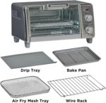 BLACK+DECKER Crisp 'N Bake Air Fry Countertop Convection Toaster Oven, Medium Capacity, 4-Slice, 5-in-1, Fits 9” Pizza, 30-Min Timer, Bake, Broil, Air Fry, Toast, Keep Warm, Stainless Steel - Image 9
