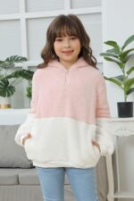 Haloumoning Girls Fuzzy Fleece Pullover Hoodies Sweatshirt Casual Loose Outwear Coat with Pockets 4-15 Years - Image 4