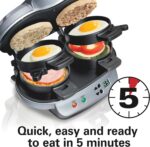 Hamilton Beach Dual Breakfast Sandwich Maker with Timer, Ready in 5 Minutes, Removable Dishwasher Safe PFAS-Free Non-Stick Egg Cooker Ring, Silver (25490MNA) - Image 3
