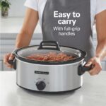 Hamilton Beach 6-Quart Slow Cooker with 3 Cooking Settings, Dishwasher-Safe Stoneware Crock & Glass Lid, Silver (33665G) - Image 3