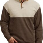 Mens Corduroy Fleece-Lined Sweatshirts Winter Heavyweight Casual Fashion Button Pullover (S-3XL)