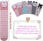 FNOVCO Girls Knee High Socks Kids Crazy Fun Gift Cute Animal Patterns Cotton Long Socks 6 Pairs - Image 4