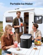 EUHOMY Countertop Ice Maker Machine with Handle, 25.5lbs in 24Hrs, 9 Ice Cubes Ready in 6 Mins, Self-Cleaning Portable Ice Maker with Basket and Scoop, for Kitchen/Home/Camping/RV. (Black) - Image 9