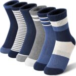 MOGGEI Boys Kids Girls Athletic Socks Basketball Sport Youth Crew Cotton Breathable Outdoor Socks 6 Pairs