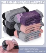 Kids Merino Wool Hiking Socks Boys Girls Toddlers Winter Warm Thick Thermal Cushion Crew Gift Socks 6 Pairs - Image 4