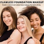 IONSGAKO Liquid Foundation, Matte Finish Flawless Foundation, Lightweight and Buildable Long-lasting Wear Full Coverage Foundation Makeup for Women - 01 Natural - Image 7