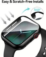 Smiling 2 Pack Case Compatible with Apple Watch SE 3 (2025)/ SE 2/ SE/Series 6/5/4 44mm with Tempered Glass Screen Protector, Hard PC Case Overall Protective Cover - Black - Image 4