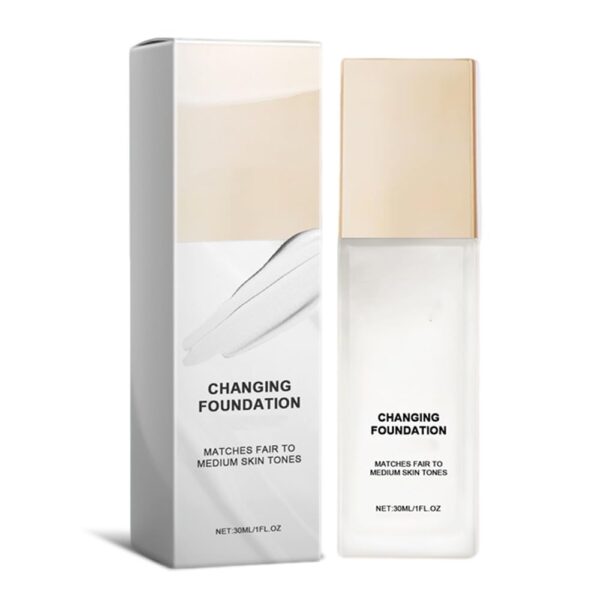 Color Changing Foundation for Mature Skin, Hydrating and Lightweight Liquid Foundations, Tone Suitable for All Skin Types (1pcs)