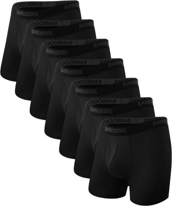 BAMBOO COOL Men's Underwear Breathable Boxer Briefs with Fly Moisture-Wicking Lightweight Underwear 7-Pack
