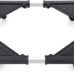 Mini Fridge Stand with 4 Locking Wheels 16.9"-25.6" Adjustable Dolly Base for Furniture Portable Refrigerator Stand（Black）