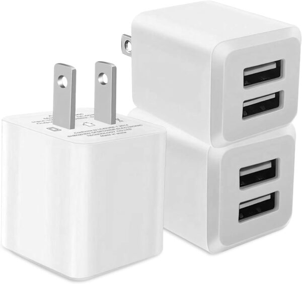 USB Wall Charger, Dual Port Cube Power Adapter Charger Plug Block Charging Box, Dual Port Wall Fast Charging Adapter, Compatible for i Phone 14 13 12 11 (USB-1)