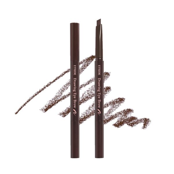 ETUDE Drawing Eye Brow, Eyebrow Pencil, Microblading, Long Lasting, Soft Textured Natural Daily Look, Korean Makeup, Beauty, Brown (0.008 Ounce)