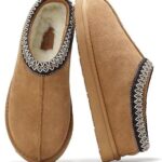 Project Cloud Mens Slippers 100% Genuine Leather with Australian Shearling Lining & Memory Foam Insole Outdoor & House Slippers for Men - Non-Slip Fuzzy Mens Shoes