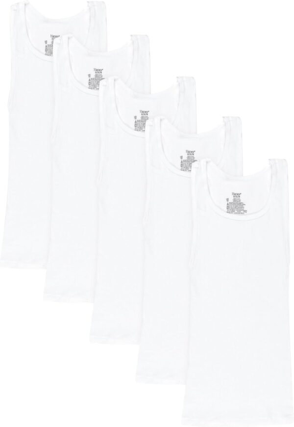 Hanes Boys’ Tank Cotton Undershirt, EcoSmart, 10 Pack, White