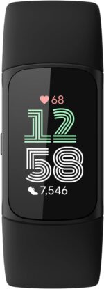 Fitbit Charge 6 Fitness Tracker with Google apps, Heart Rate on Exercise Equipment, 6-Months Premium Membership Included, GPS, Health Tools and More, Obsidian/Black, One Size (S & L Bands Included) - Image 2