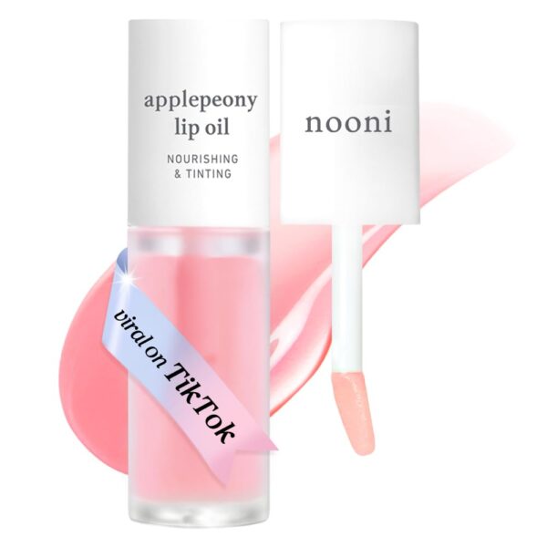 NOONI Korean Lip Oil - Applepeony | Long-Lasting, Moisturizing, Plumping, Revitalizing for Dry Lips, Waterproof, No Peel Off, Hydrating, Nourishing Crystal Clear, Stocking Stuffers 0.12 FL Oz